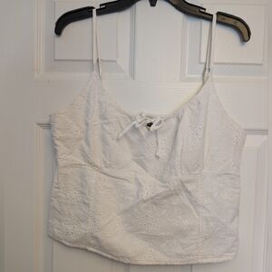 Abercrombie & Fitch White Embroidered Camisole - XL